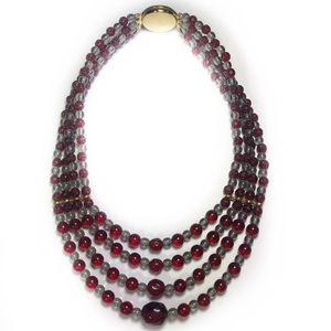 Burgundy and Gray Bead Necklace
